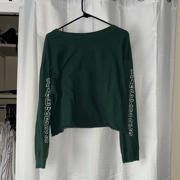 Green Bay Packers Dark Green Cropped Long Sleeve Tee - Picture 2 of 5